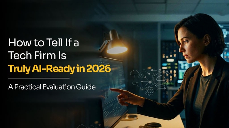 AI adoption isn’t the same as AI readiness. Use this 2026 evaluation framework to assess whether a tech firm has the strategy, data, infrastructure, and governance needed to deliver real AI-driven value.